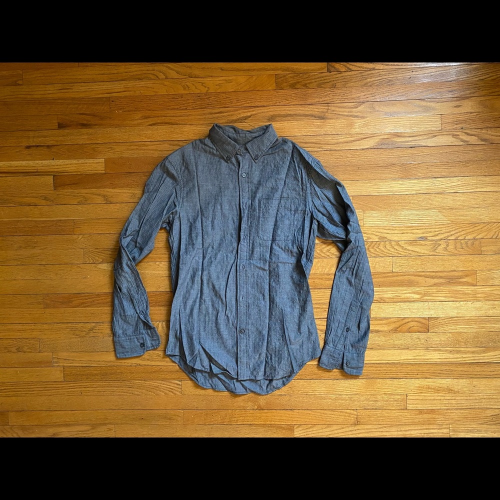 2 for $40: Club Monaco Blue Herringbone Long Sleeve Shirt